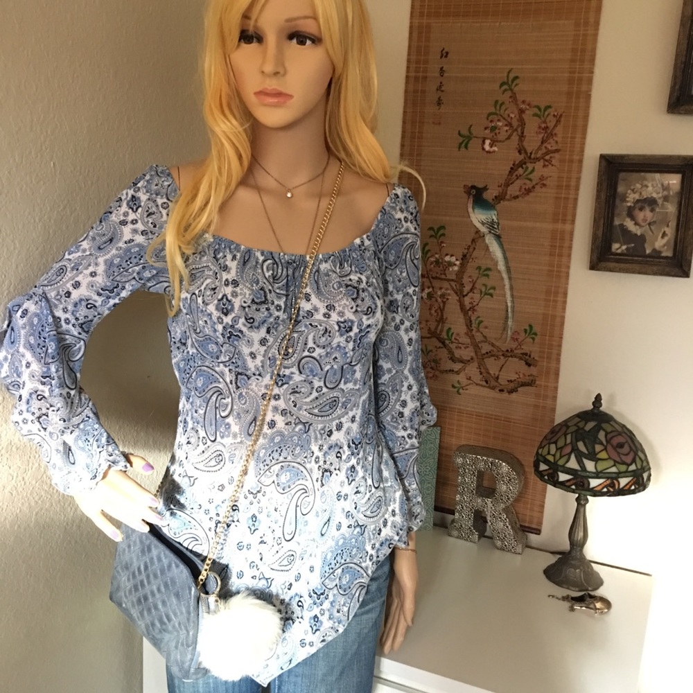 TOPSHOP Gypsy Long Sleeve Assymetrical Top